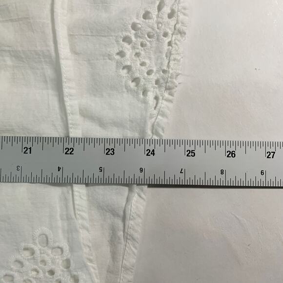 Pomp and Circumstance M White Button Front Eyelet Detail Top 100% Cotton - Picture 6 of 9